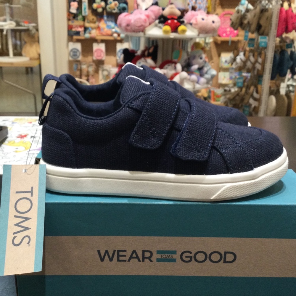 Kids TOMS Cruz Double Strap Color Navy Heritage Multiple Sizes